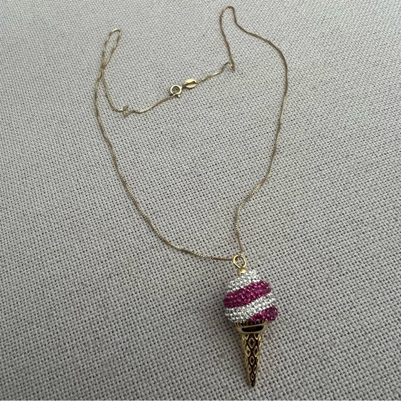 Simone I. Smith Sterling Pink Clear Crystal IceCream Cone Pendant Necklace $900 - Picture 6 of 10